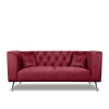 Sofa skandynawska trzyosobowa na wysokich metalowych nogach, sofa pikowana w guziki kryształowe - Kare 3-osobowa